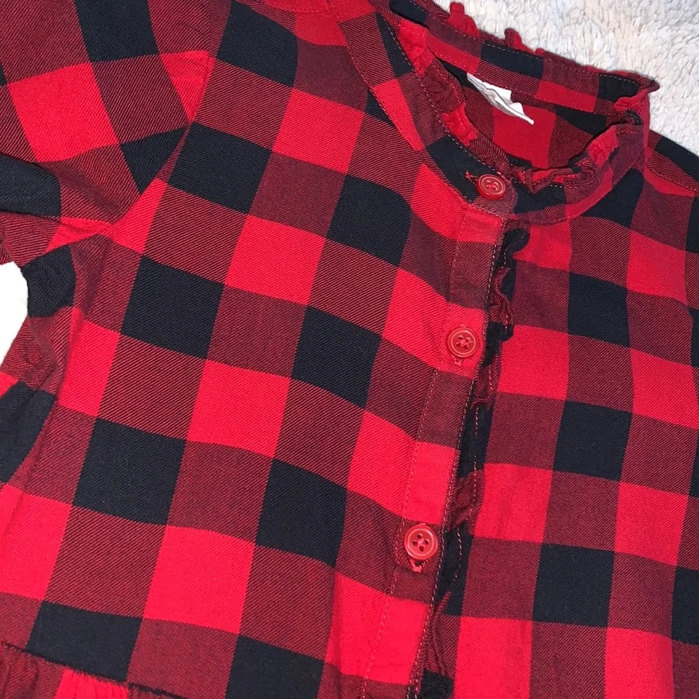 Gap Girl’s Buffalo Plaid Dress 5 Red & Black EUC